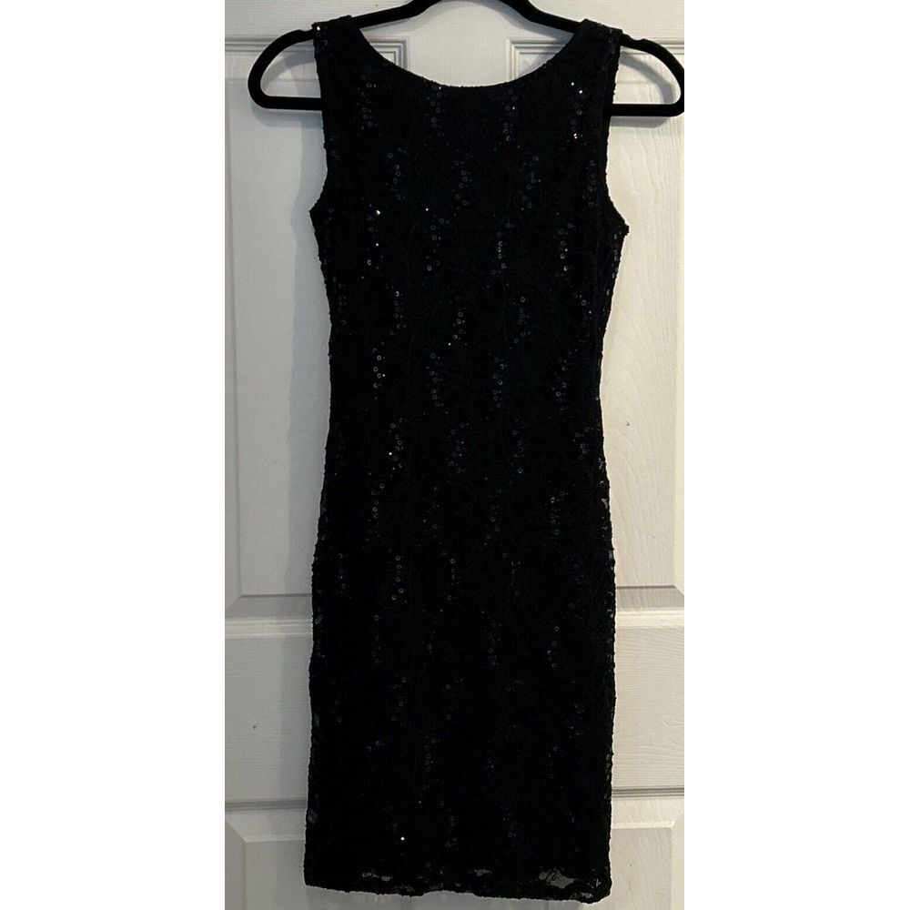 Jump Apparel by Wendye Chaitin Women Black Cocktail Dress M Lace Sequins